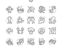 Seafood Well-crafted Pixel Perfect Vector Thin Line Icons 30 2x Grid For Web Graphics And Apps. Simple Minimal Pictogram