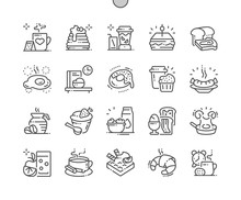 Breakfast Well-crafted Pixel Perfect Vector Thin Line Icons 30 2x Grid For Web Graphics And Apps. Simple Minimal Pictogram