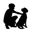 © majivecka - Vector silhouette of man with dog white background.