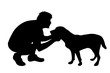 © majivecka - Vector silhouette of man with dog white background.