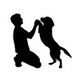 © majivecka - Vector silhouette of man with dog white background.