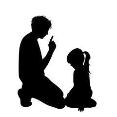 Canvas Print - Vector silhouette of father with daughter on white background.