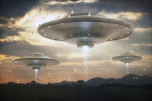 UFO Flying In Sky, Illustration