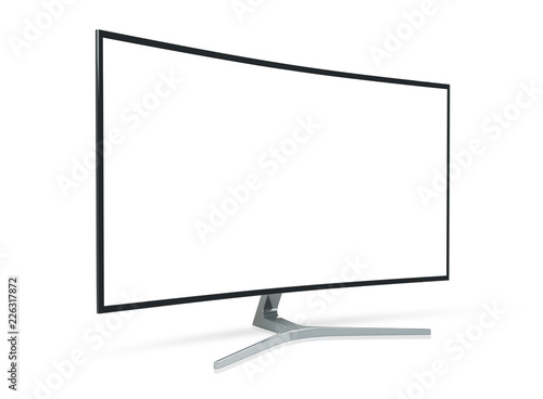 Foto Side view of curved monitor computer 3D rendering
