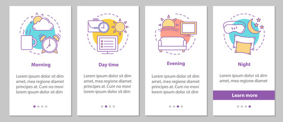 Time period onboarding mobile app page screen with linear concep