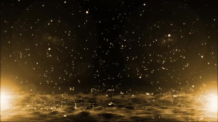Wall Mural - 4k abstract golden particles raining background/ animation of an elegant loopable abstract gold tech