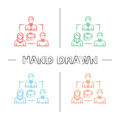 Sticker - Staff interaction hand drawn icons set