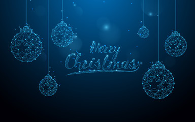 Aufkleber - Christmas balls form lines, triangles and particle style design. Illustration vector