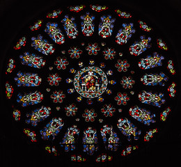 Mondonedo, detail of the rose window of the cathedral de la Virgen de la Asuncion.
