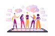 © Mariia - Colleagues, mobile phone, chat, teamwork, remote work, social media, vector
