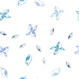 Fototapeta Motyle - Light BLUE vector seamless abstract backdrop with leaves.