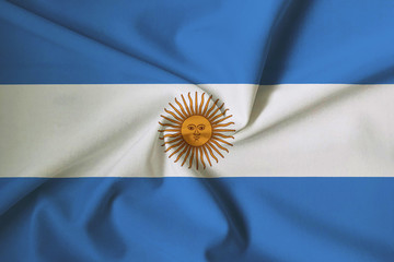 Sticker - Waving Argentina flag with a fabric texture