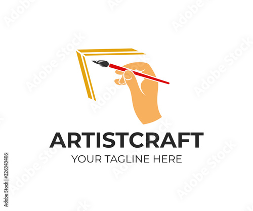 Hand Holds An Art Brush Artist Paints Picture Logo Design Drawing Art Creativity And Inspiration Vector Design And Illustration Buy This Stock Vector And Explore Similar Vectors At Adobe Stock
