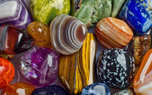 Beautiful Coloured Semi Precious Gemstones Background.
