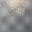 Falling golden snow on transparent background. Vector holiday background.