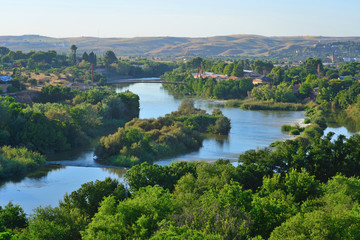 Naklejka na meble Toledo, Spain - September 24, 2018: Views of the Tagus River in the city of Toledo.