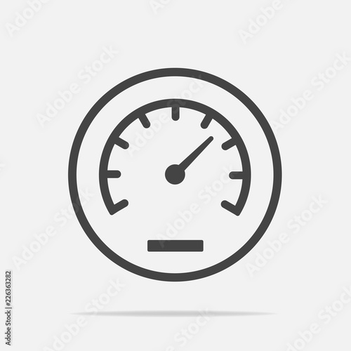Vector icon speedometer on gray background. Flat image speedometer icon