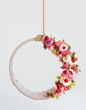 © Olesia Bilkei - newborn baby photography swing, DIY floral hanging hoop