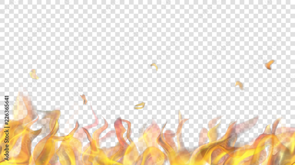 Translucent fire flame with horizontal seamless repeat on transparent background. For used on light backgrounds. Transparency only in vector format - obrazy, fototapety, plakaty 