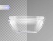 Transparent glass bowl isolated realistic vector illustration.