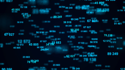 Wall Mural - digital blue background. information code. binary computer code. 3d rendering