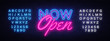 © Ivan - Now Open neon text vector design template. Now Open neon logo, light banner design element colorful modern design trend, night bright advertising, bright sign. Vector. Editing text neon sign