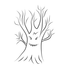 Wall Mural - Icon of a scary tree for Halloween. Vector illustration on white background