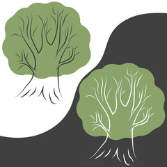 Wall Mural - Tree on different backgrounds for your choice. Vector illustration on white background