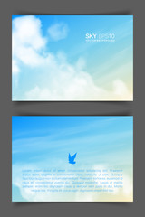 Wall Mural - two-sided horizontal flyer of a4 format with realistic beige-blue sky and clouds. the image can be u