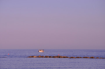 The beautiful boat in open sea