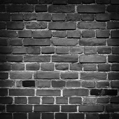 Wall Mural - Old Grunge Black Brick Wall Background With vignette