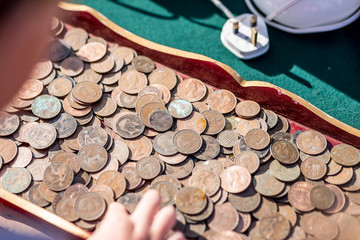 Wall Mural - Coins on car-boot sale in London