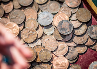 Wall Mural - Coins on car-boot sale in London