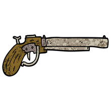 Grunge Textured Illustration Cartoon Old Pistol
