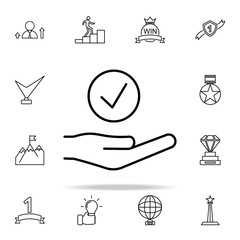 Poster - hand sign checked icon. Succes and awards icons universal set for web and mobile