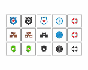 Wall Mural - shield castle image vector icon logo set