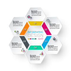 Wall Mural - Hexagon inforgraphics on vector graphic art.