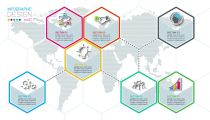 Wall Mural - Hexagon inforgraphics on vector graphic art.