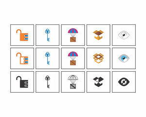 Wall Mural - parachute eye lock key image vector icon logo set