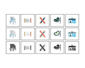 Canvas Print - stationary paper document paint image vector icon logo set