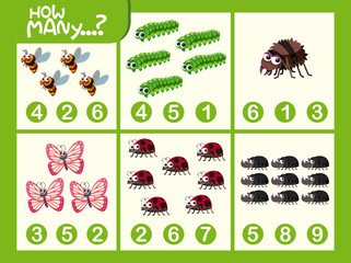 Insect math number worksheet