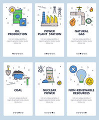 Wall Mural - vector web site linear art onboarding screens template. energy sources and power plants. nuclear, ga