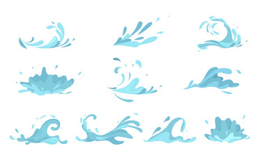 water splashes collection blue waves wavy symbols