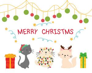 Wall Mural - Christmas card. cute cats.