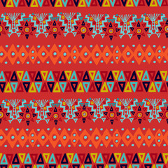 Wall Mural - Ethnic abstract tribal boho seamless pattern art