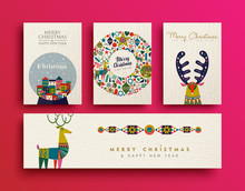 Merry Christmas Folk Art Holiday Card Collection