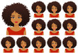 © Volha Hlinskaya - African american woman with different facial expressions and afro hairstyle set isolated