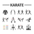 Karate icons set. Vector sports signs for web graphics.