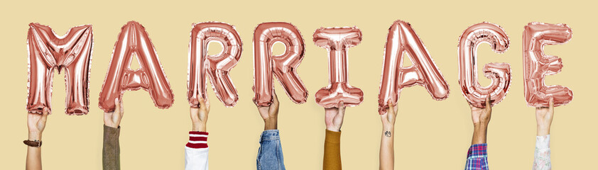 Canvas Print - Pink alphabet balloons forming the word marriage