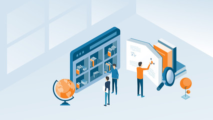 Wall Mural - isometric design business research and online education concept